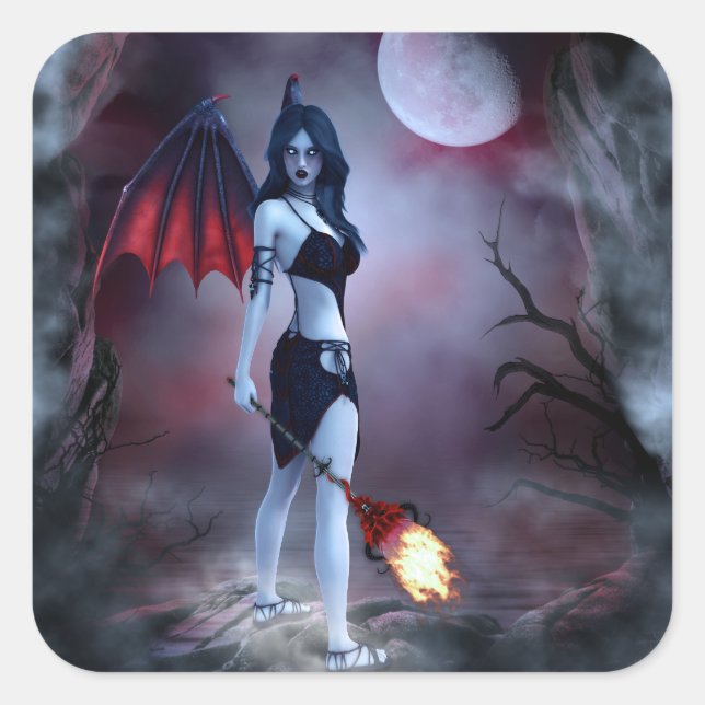 Succubus Fantasy Square Sticker (Front)