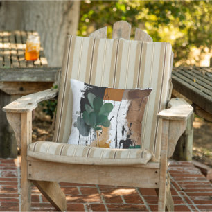 Succulants and splatter abstract art cushion