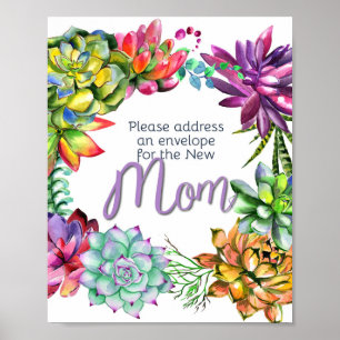 Succulent Address an Envelope Sign Baby Shower