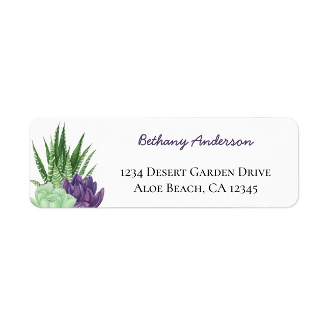 Succulent and Aloe Vera Return Address Label (Front)