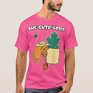 Succulent and Cute Cartoon Cat Potted Plant Garden T-Shirt