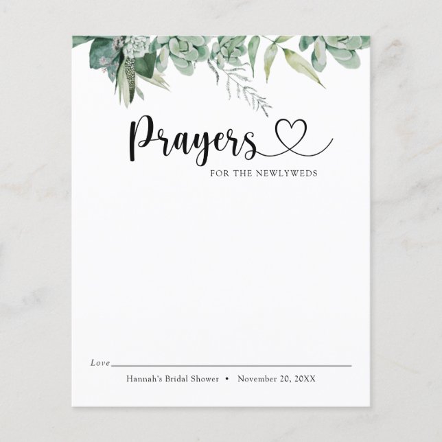 Succulent and Eucalyptus Prayers for the Newlyweds (Front)