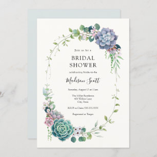 Succulent and Greenery Frame Bridal Shower Invitation