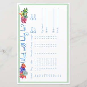 Succulent Baby Predictor Baby Shower