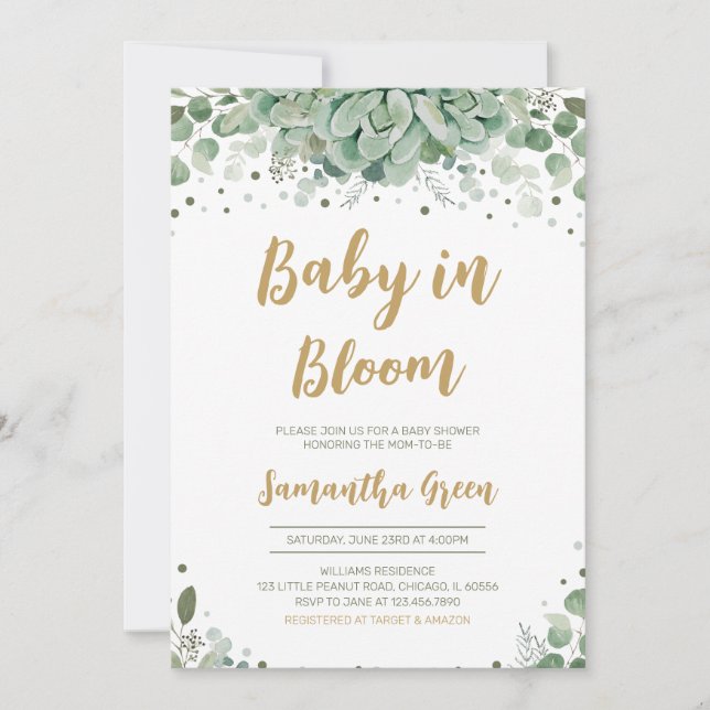 Succulent Baby Shower Invitation (Front)