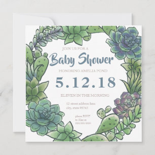 Succulent baby shower invitation card 2