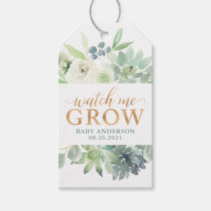 Succulent Baby Shower Watch Me Grow Favour Tag