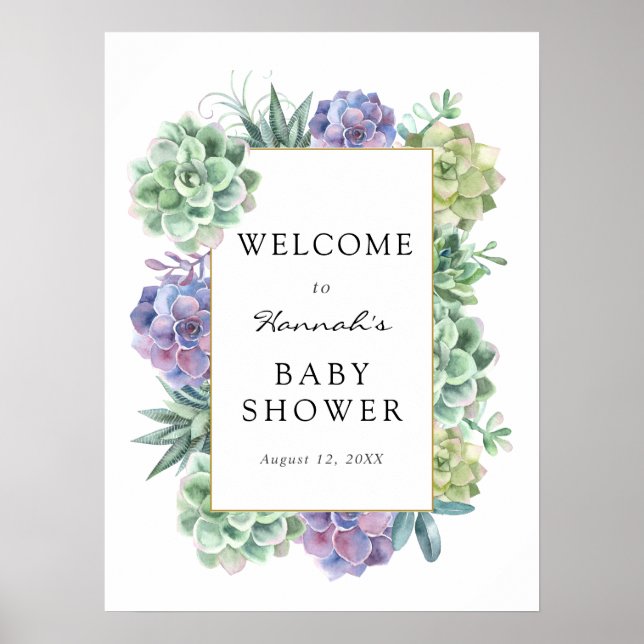 Succulent Baby Shower Welcome Sign (Front)