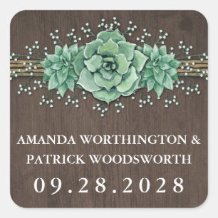 Succulent Baby's Breath Rustic Wedding Stickers