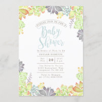 Succulent Bliss Watercolor | Baby Shower Invite