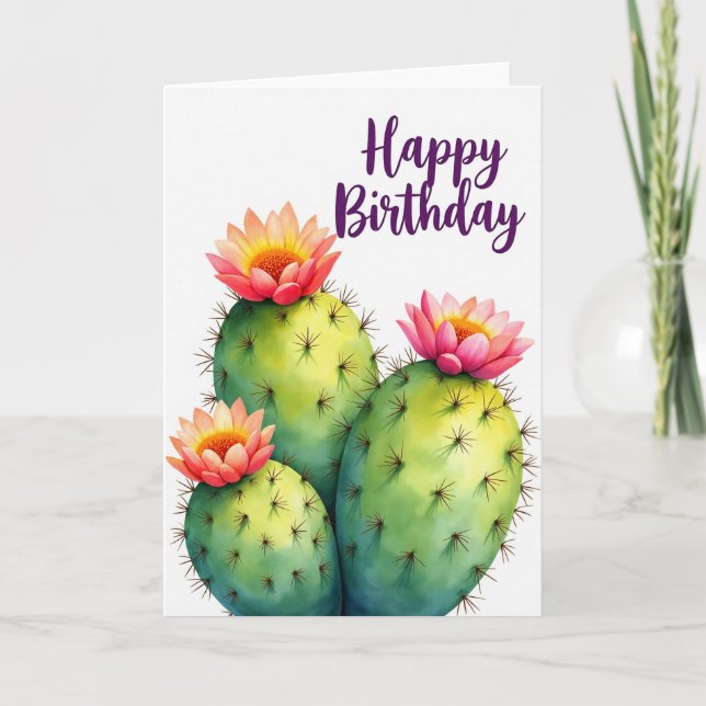 Succulent Bloom Birthday Card (Front)