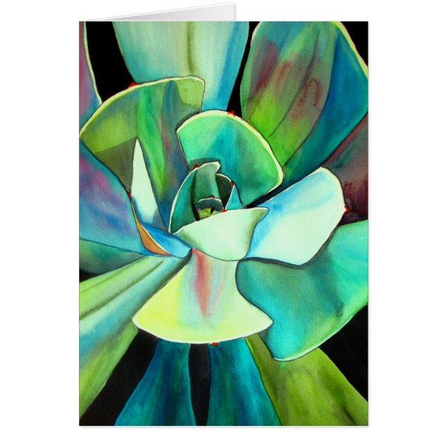 Succulent blue and green desert watercolour art (Front)