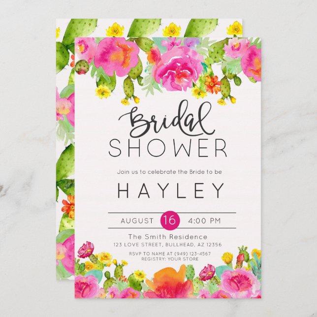 Succulent Botanical Bridal Shower Invite (Front/Back)