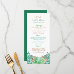 Succulent Bouquet Botanical Floral Wedding Menu