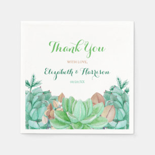 Succulent Bouquet Botanical Floral Wedding Napkin
