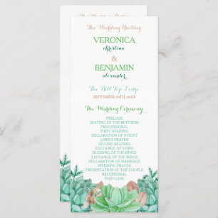 Succulent Bouquet Botanical Floral Wedding Programme