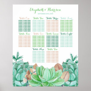 Succulent Bouquet Botanical Floral Wedding Seating Poster