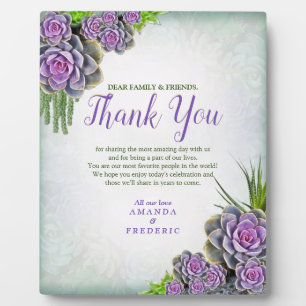 Succulent Bouquet Hues of Sea foam & Lavender Plaque