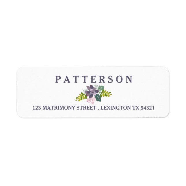 Succulent Bouquet II Floral Wedding Return Address (Front)
