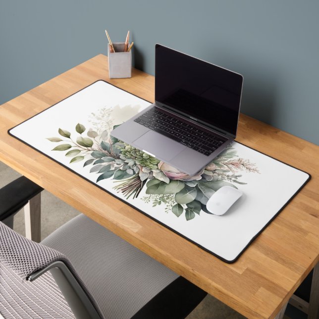 Succulent Bouquet On White Desk Mat (Office 2)