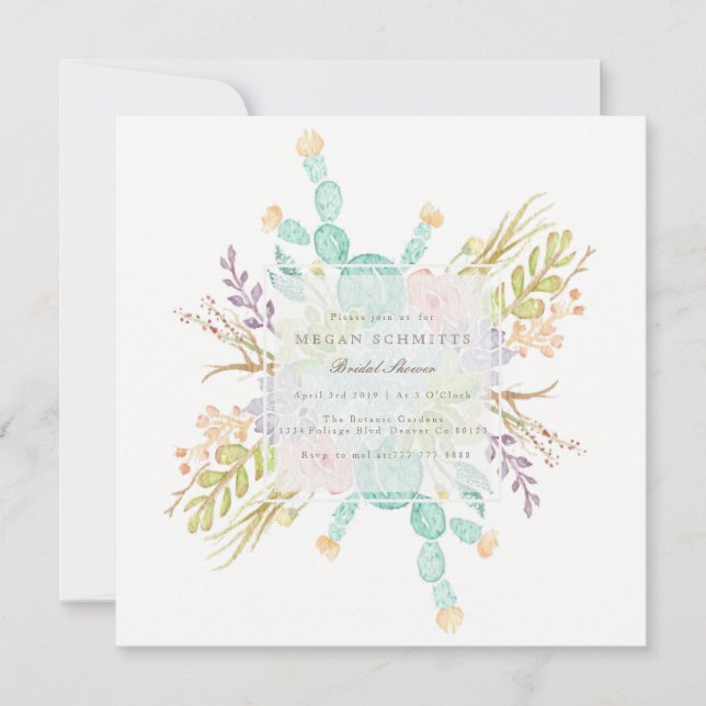 Succulent Bouquet Watercolor | Bridal Shower Invitation (Front)