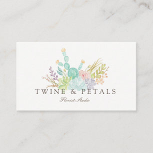Succulent Bouquet Watercolor Business Card