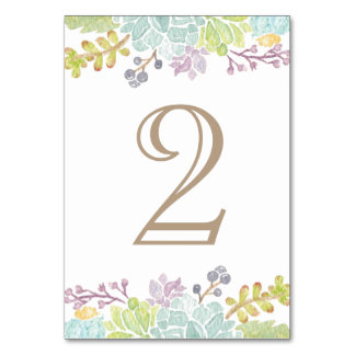 Succulent Bouquet Watercolor | Table Number