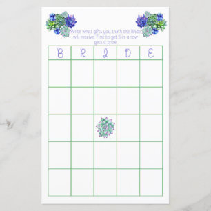 Succulent Bridal Bingo Game