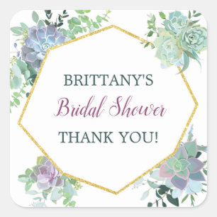 Succulent Bridal Shower Favour Sticker