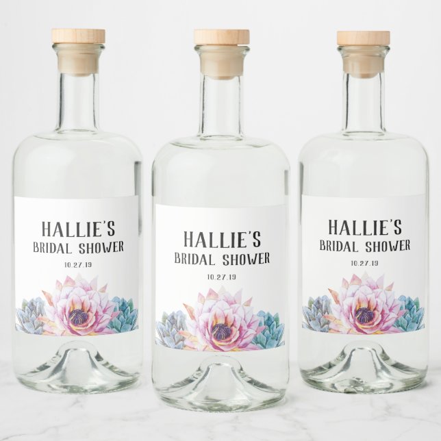 Succulent Bridal Shower Liquor Bottle Label (Bottles)