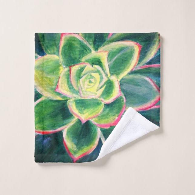 Succulent Cacti Plant Painting  Bath Towel Set (Wash Cloth)