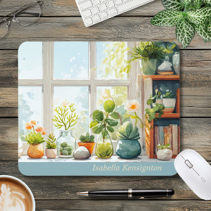 Succulent Cactus  Botanical Houseplants Desk Mat Mouse Pad