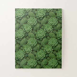 Succulent & Cactus Botanical Pattern Jigsaw Puzzle