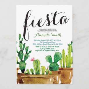 Succulent Cactus Fiesta Baby Shower Invitation