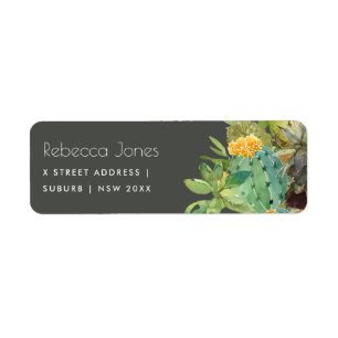SUCCULENT CACTUS FLORAL GARDEN WATERCOLOR ADDRESS
