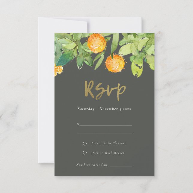 SUCCULENT CACTUS FLORAL GARDEN WATERCOLOR RSVP CARD (Front)