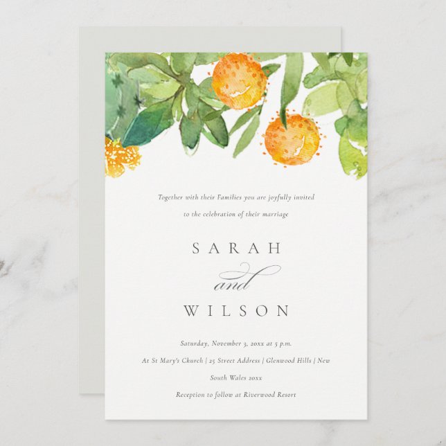 SUCCULENT CACTUS FLORAL GARDEN WATERCOLOR WEDDING INVITATION (Front/Back)