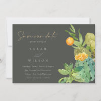SUCCULENT CACTUS FLORAL WATERCOLOR SAVE THE DATE