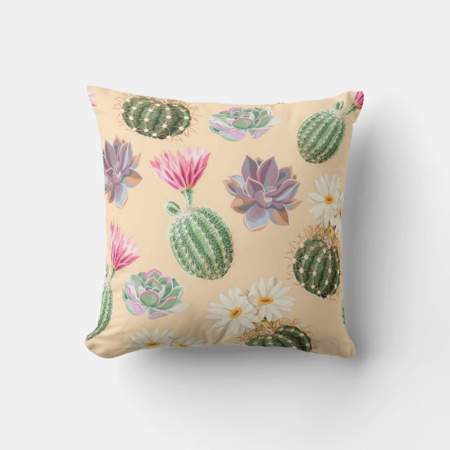 Succulent Cactus: High Detail Pattern Cushion (Front)