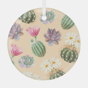 Succulent Cactus: High Detail Pattern Glass Tree Decoration