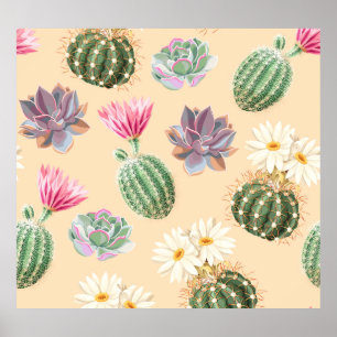 Succulent Cactus: High Detail Pattern Poster
