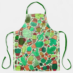 Succulent Cactus Potted Plants Green Cacti Garden Apron