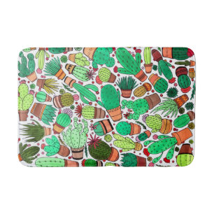 Succulent Cactus Potted Plants Green Cacti Garden Bath Mat