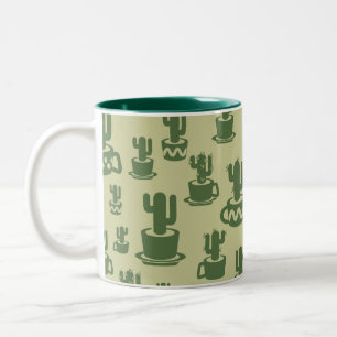 Succulent cactus silhouette in cups and pots