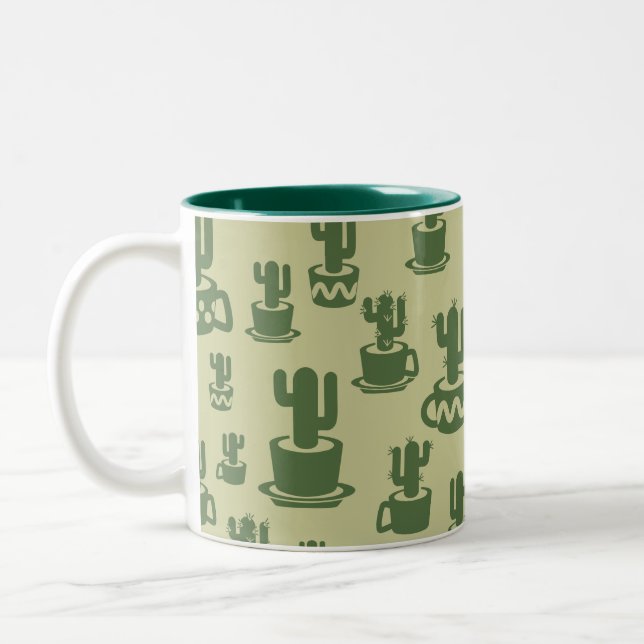 Succulent cactus silhouette in cups and pots  (Left)