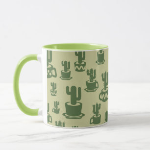 Succulent cactus silhouette in cups and pots