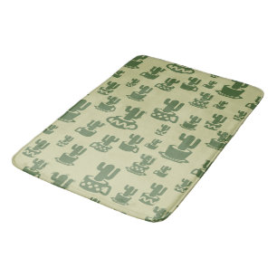 Succulent cactus silhouette in cups and pots  bath mat