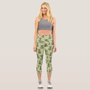 Succulent cactus silhouette in cups and pots   capri leggings