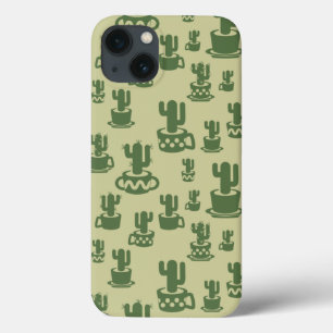 Succulent cactus silhouette in cups and pots iPhone 13 case