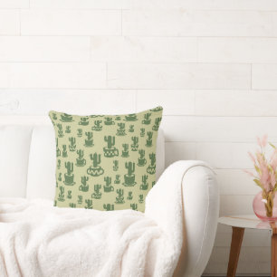 Succulent cactus silhouette in cups and pots cushion